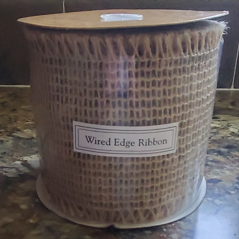 Wired Edge Ribbon in Tan